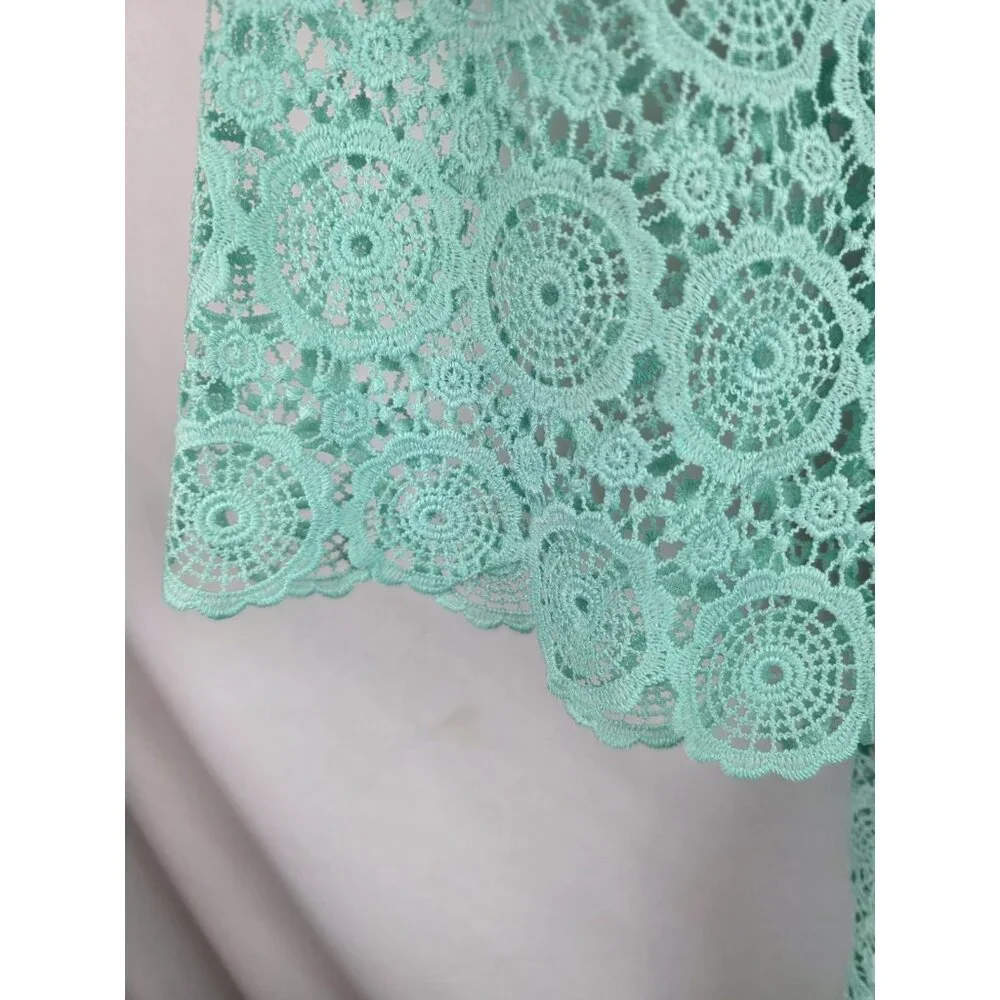 Crown & Ivy Women's Dress Size 16 Mint Green Lace Overlay Long Sleeve Dress
